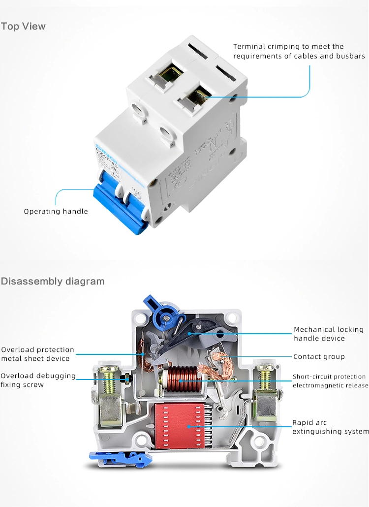 Manufacture Low Voltage Circuit Breakers Air Singi Breaker Electronic 1p DC Dz47-63